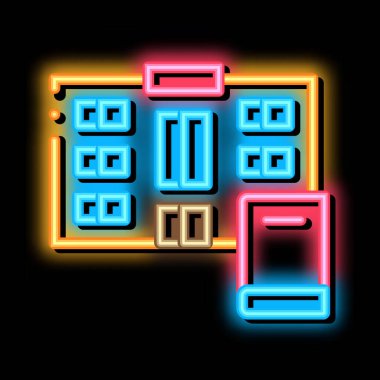 kitaplık neon ışıklı simge illüstrasyonu