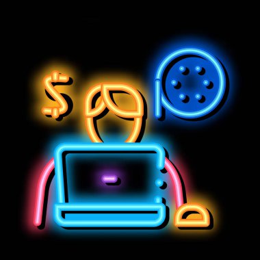 disk satışı neon parlaklık simgesi illüstrasyonu