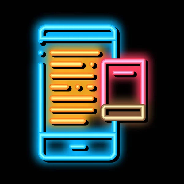 Illustrazione icona neon eBook — Vettoriale Stock