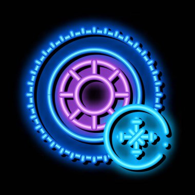 kış lastikleri neon ışıklı ikon illüstrasyonu