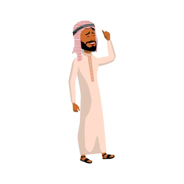 Arabic young man listening music at home cartoon vector — Stock Vector