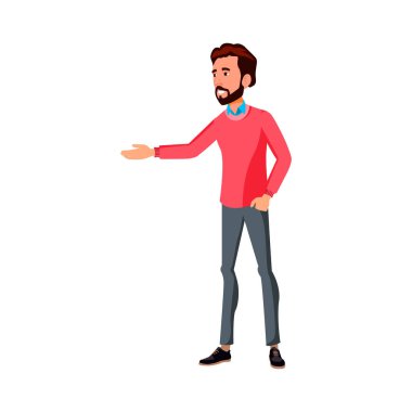 İnsan rehberi tarihi şehir karikatür vektöründeki anıtı gösteriyor