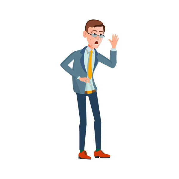 Adult man speaking about financial strategy in office cartoon vector — Stock Vector