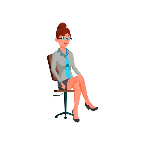 Attractive Young Woman Sitting Office Chair Cartoon Vector Attractive Young — Stock Vector