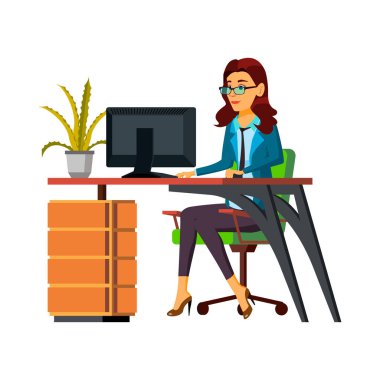 Güzel bir kadın çevrimiçi çizgi film vektörü seçiyor. Güzel bir kadın çevrimiçi yemek seçiyor. izole düz çizgi film çizimi