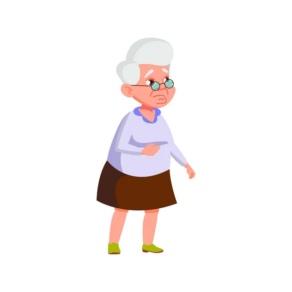 Triste Abuela Viendo Noticias Televisión Vector Dibujos Animados Triste Abuela — Vector de stock