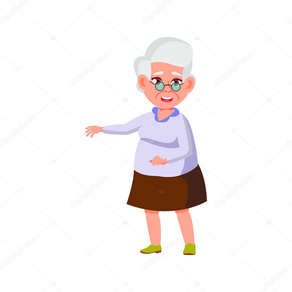 elderly woman speaking with friends in garden cartoon vector. elderly woman speaking with friends in garden character. isolated flat cartoon illustration