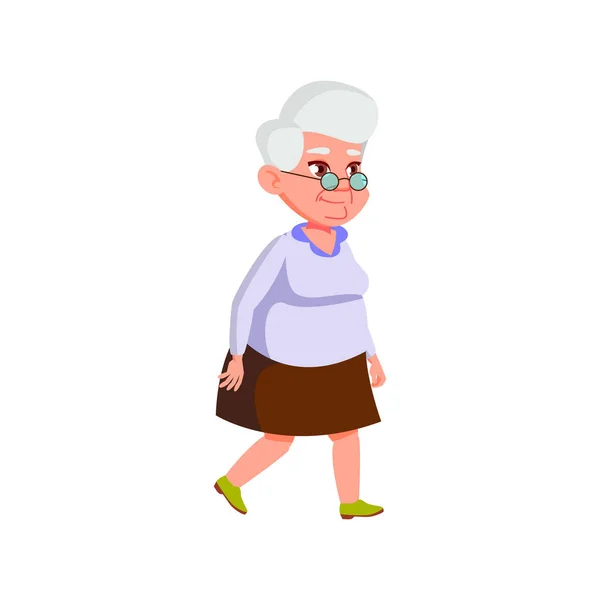Oudere Dame Loopt Het Park Alleen Cartoon Vector Bejaarde Dame — Stockvector