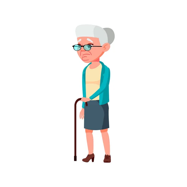 Anciana Con Problemas Para Caminar Calle Vector Dibujos Animados Anciana — Vector de stock