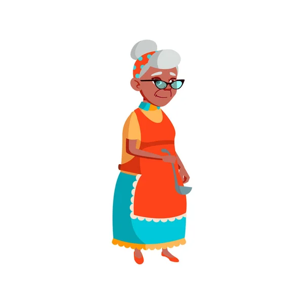 Old Lady Cooking Kitchen Cartoon Vector Old Lady Cooking Kitchen — Stock Vector