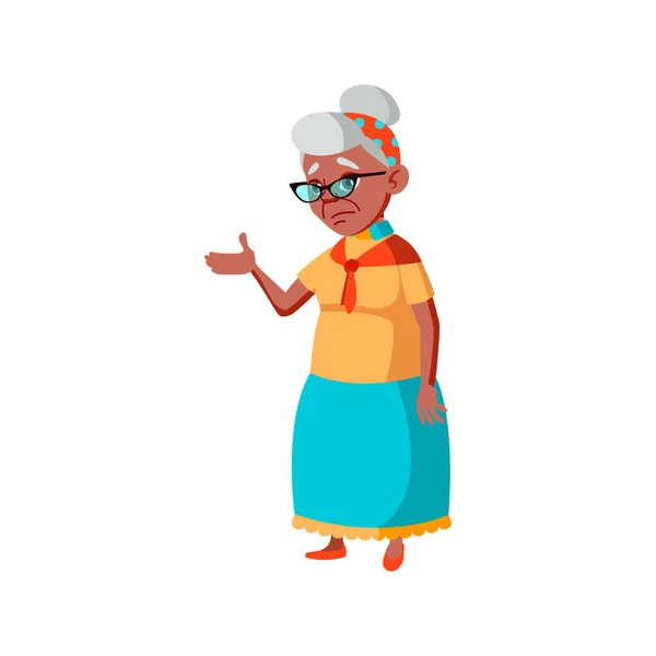 Old Hispanic Lady Lost Town Asking Way Cartoon Vector Old — Stock Vector