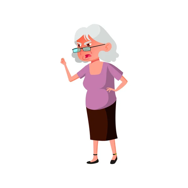 Anciana Enojada Gritando Gerente Venta Vector Dibujos Animados Tienda Anciana — Vector de stock