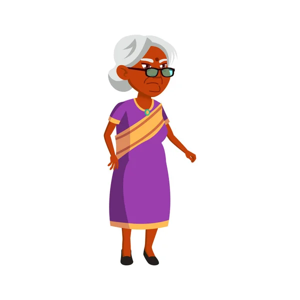 Triste Anciana Buscando Medicamentos Farmacia Vector Dibujos Animados Triste Anciana — Vector de stock