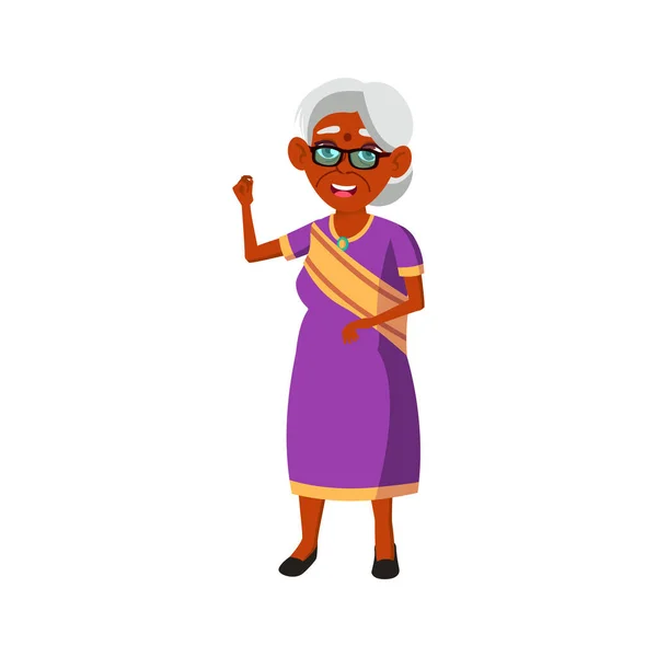 Anciana India Hablando Con Los Niños Casa Vector Dibujos Animados — Vector de stock
