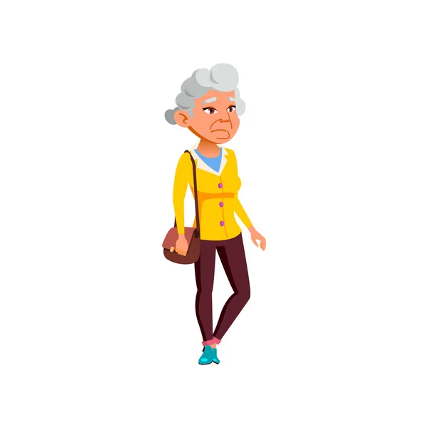 Elderly Caucasian Lady Lost Metro Cartoon Vector Elderly Caucasian Lady — Stock Vector