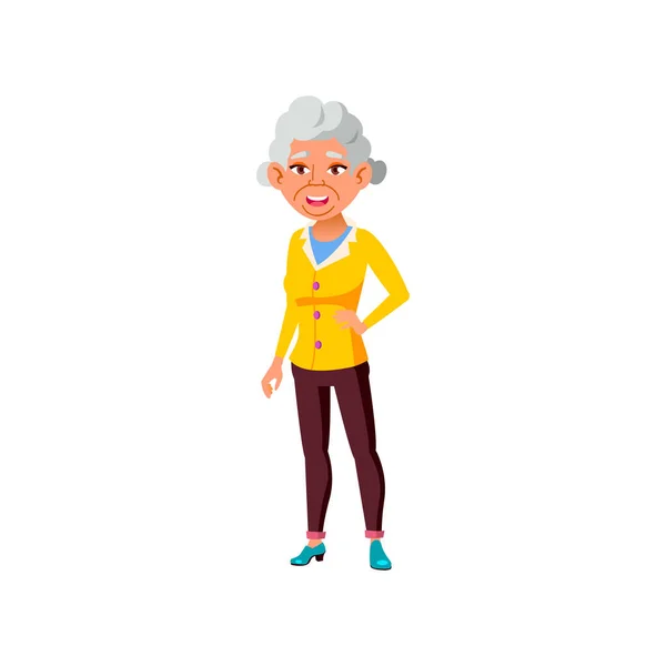 Cheerful Old Lady Discussing Friends Retirement Home Cartoon Vector Cheerful — Stock Vector