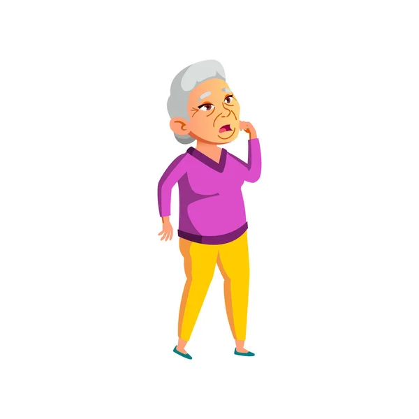 Asijské Stárnoucí Žena Vypadá Úžasným Mrakodrap Karikatura Vektor Asiatky Věku — Stockový vektor
