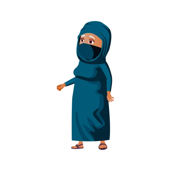 Anciana Mujer Islámica Hijab Mirando Con Los Ojos Bien Abiertos — Vector de stock