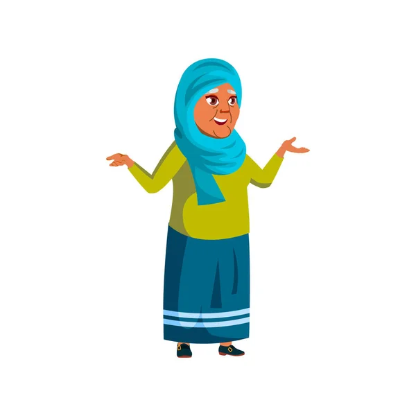 Wanita Tua Islamik Yang Bahagia Ingin Merangkul Vektor Kartun Keluarga - Stok Vektor