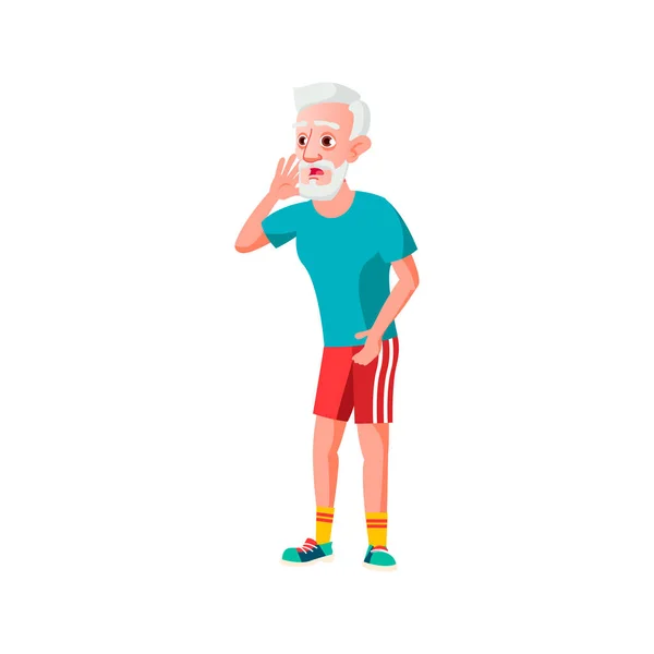 Old man athlete looking with shock at stormy cloud cartoon vector — Stock Vector