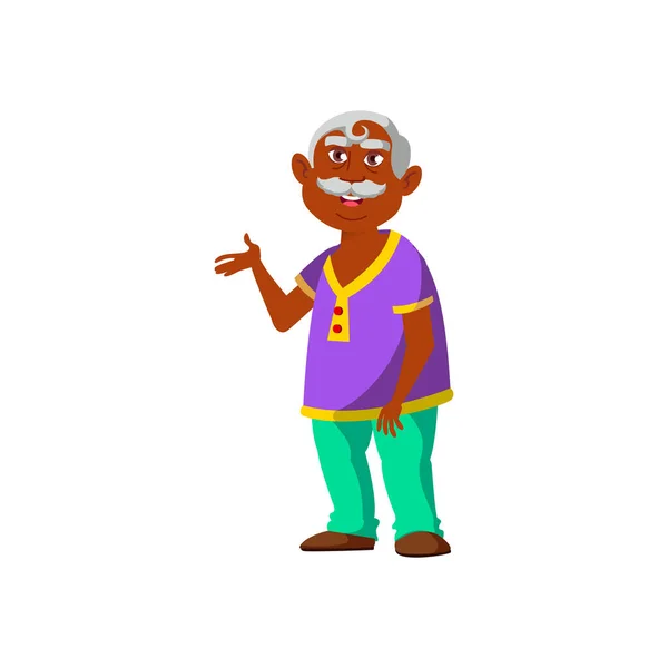 Surdimensionné vieil homme indien discuter avec femme dessin animé vecteur — Image vectorielle