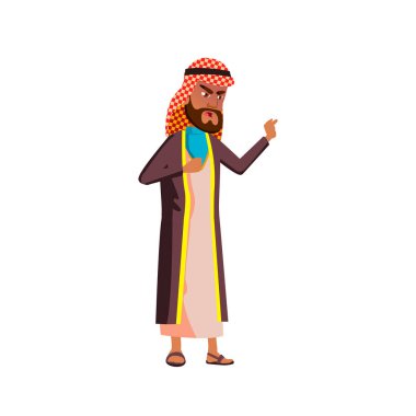 kızgın müslüman adam düşman çizgi film vektörüne bağırıyor.