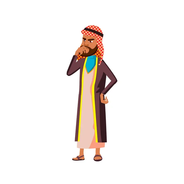 Homme islamique penser comment résoudre problème dessin animé vecteur — Image vectorielle