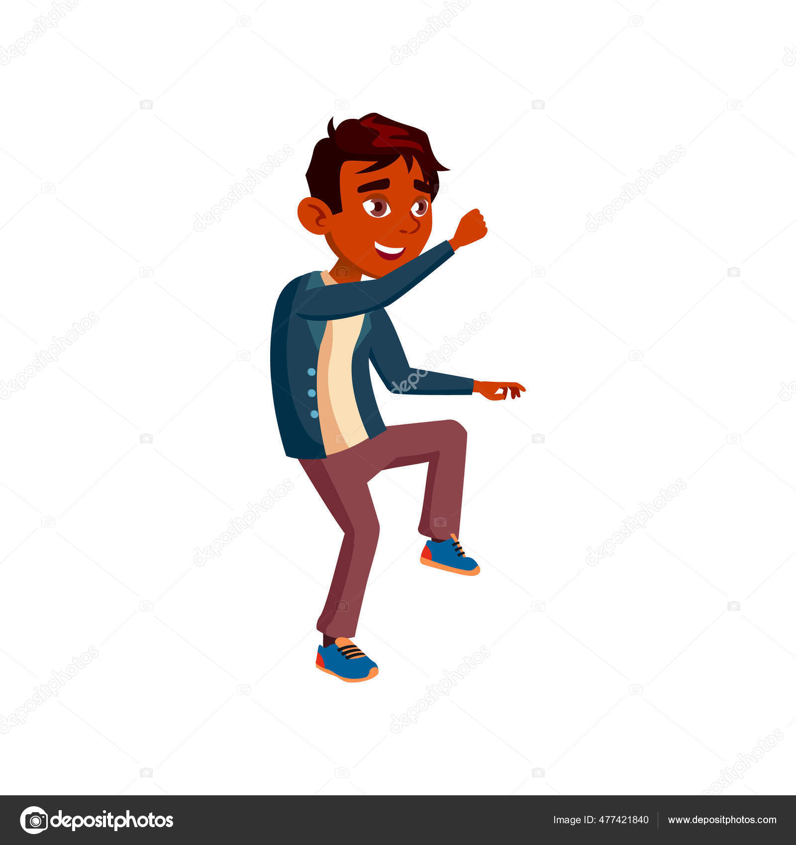 Happy boy teen dancing cartoon vector Stock Vector Image by ©pikepicture  #477421840