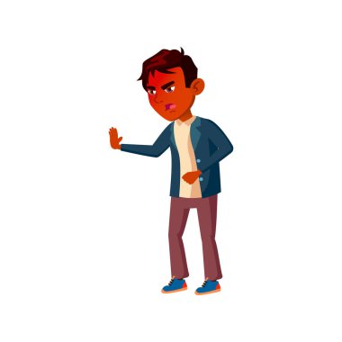 Kızgın dışavurumcu çocuk karikatür vektörünü reddediyor.