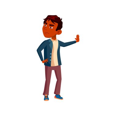 Üzgün çocuk çizgi film vektörü olmayı reddediyor.