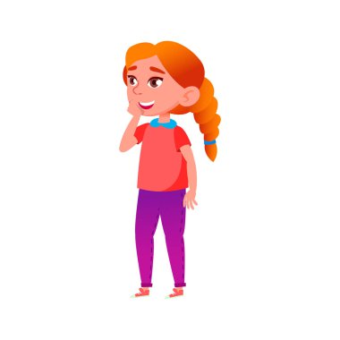 gülümseyen kız çocuğu müze çizgi film vektörü