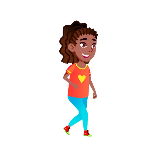 Schoolgirl training for marathon cartoon vector — Stock Vector