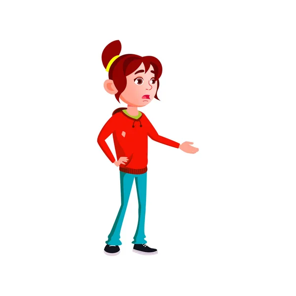 Chocado chica adolescente pidiendo ayuda amigo dibujos animados vector — Vector de stock