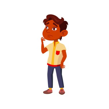 Çocuk hastanesindeki üzgün Hintli çocuk çizgi film karakteri.