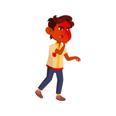 Kızgın Hintli çocuk anne babaya karikatür vektörüne bağırıyor