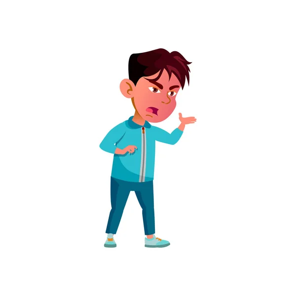 Menino zangado criança gritando com brinquedos desenho animado vetor — Vetor de Stock