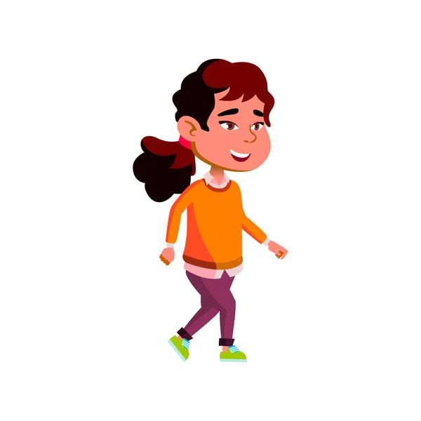 在公园卡通人物中，动机强烈的亚洲女孩步履维艰 — 图库矢量图片