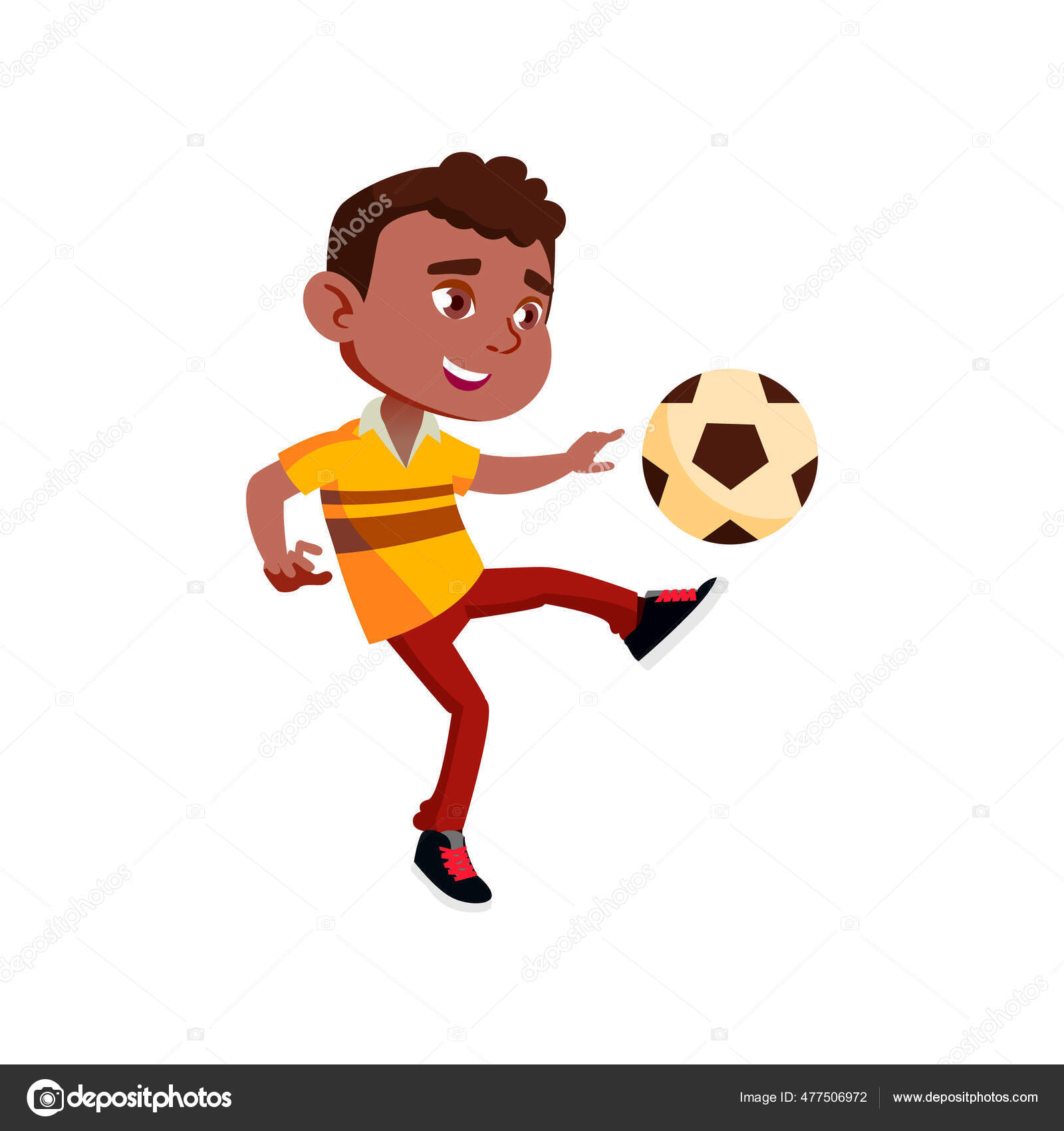 Personagem de desenho animado jovem segurando uma bola de futebol