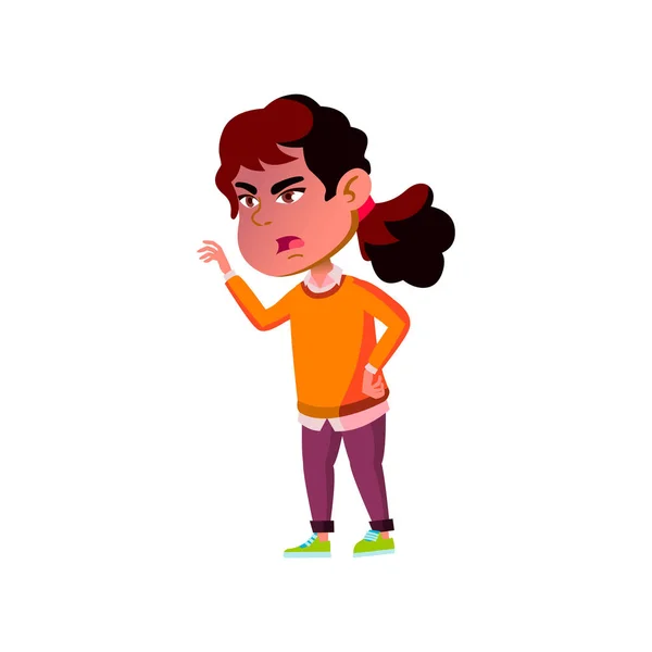 Loco asiático chica regañando su vecino para ruido dibujos animados vector — Vector de stock
