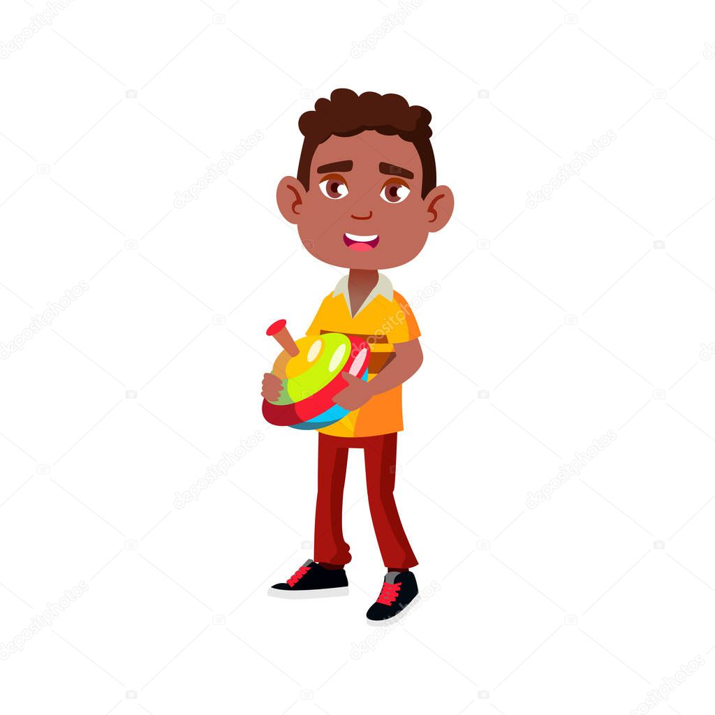 happiness indian boy playing with humming top cartoon vector