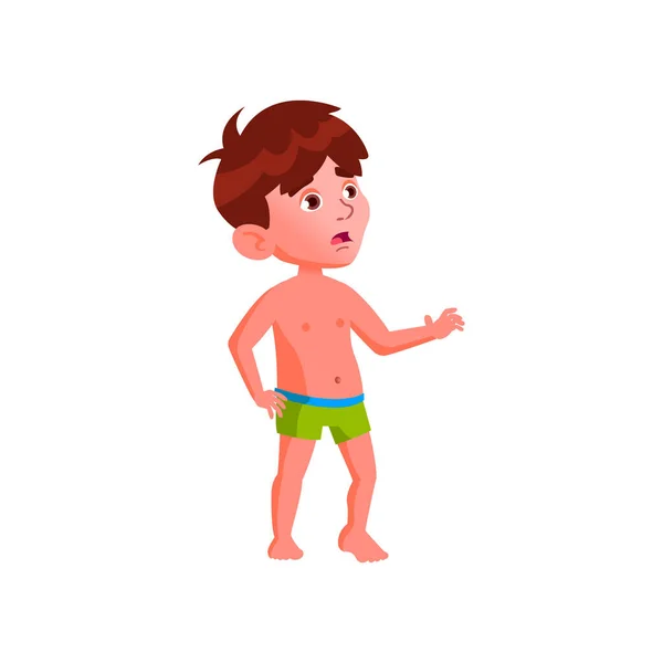 Překvapený chlapec kluk viděl velký vodní skluzavka karikatura vektor — Stockový vektor