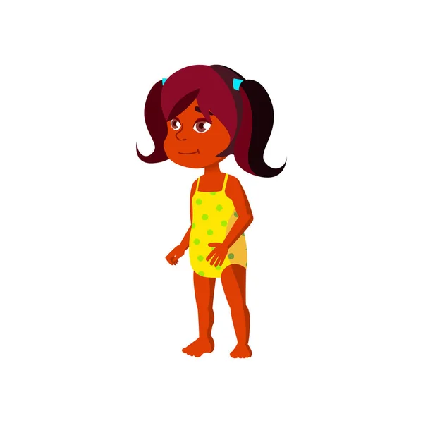 Indisch meisje kind rusten op zee strand cartoon vector — Stockvector