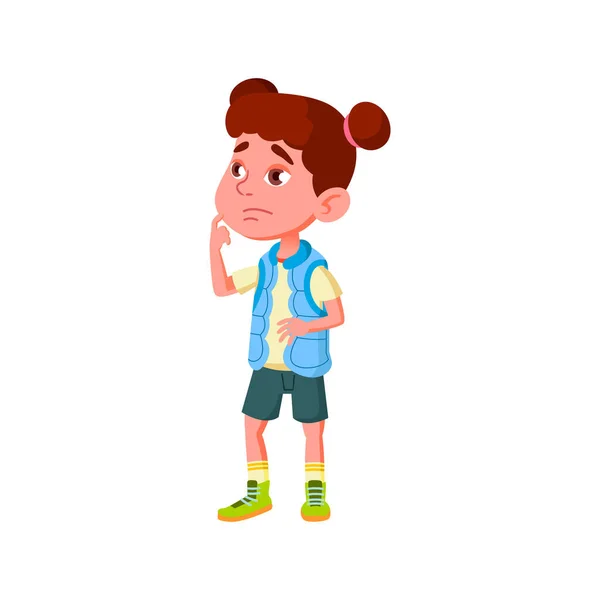 Doubtful girl thinking about her bad grade cartoon vector — Stock Vector