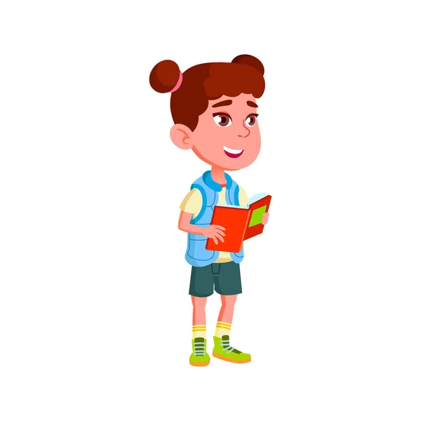 陽気な若い子供がクラスの漫画のベクトルで詩を朗読 — ストックベクタ