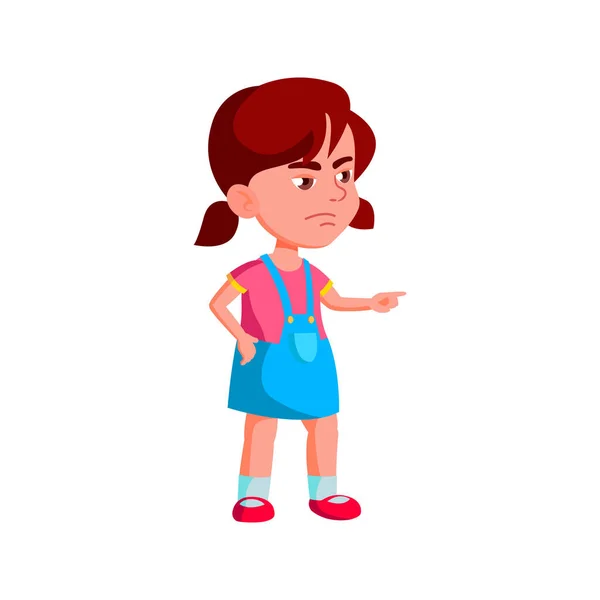 Menina ressentida apontando para o ofensor no playground cartoon vector — Vetor de Stock