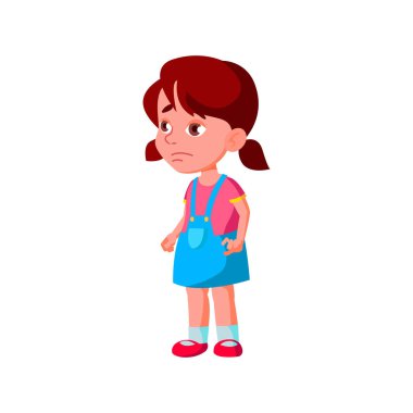 Pediatrist doktor kabine karikatür vektörü yorgun küçük kız