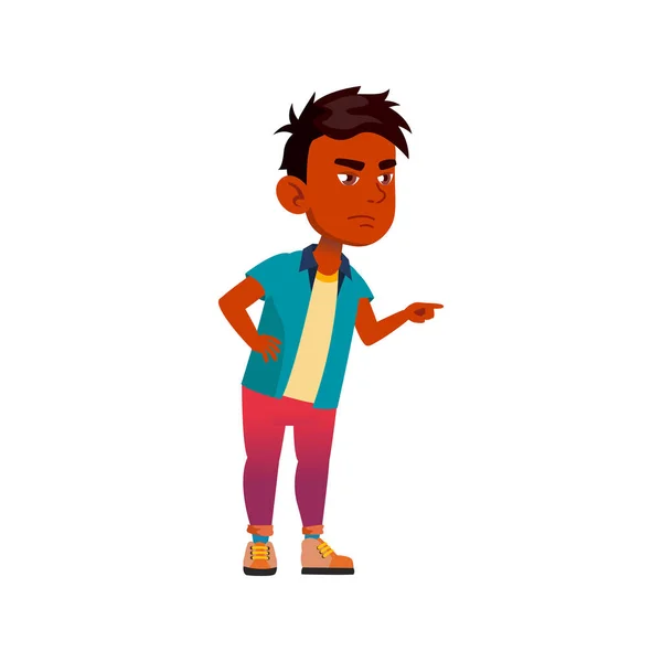 Indiaanse jongen beschamen en pesten klasgenoot op school cartoon vector — Stockvector