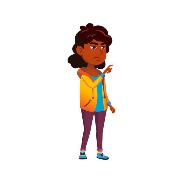 Smutný africký dívka v rozbitý výtah karikatura vektor — Stockový vektor