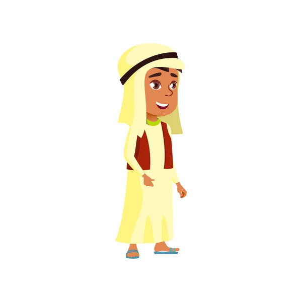 Egyptian boy kid walking on urban street cartoon vector — Stock Vector