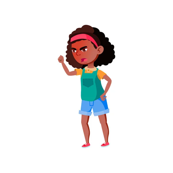 Mad african girl screaming at dog pet at home cartoon vector — ストックベクタ